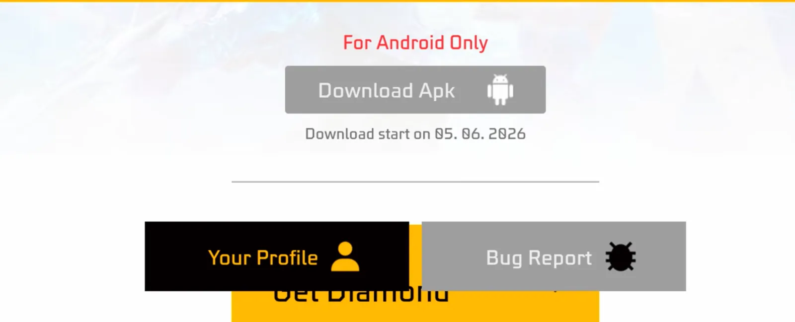 The Download Apk button on the Advance Server page, marked For Android Only with the download start date below